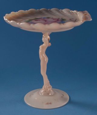 Cambridge Glass Crown Tuscan Charleton Rose Nude Shell Compote 2