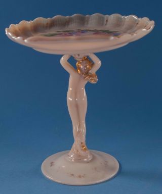 Cambridge Glass Crown Tuscan Charleton Rose Nude Shell Compote 3