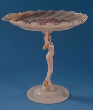 Cambridge Glass Crown Tuscan Charleton Rose Nude Shell Compote 4