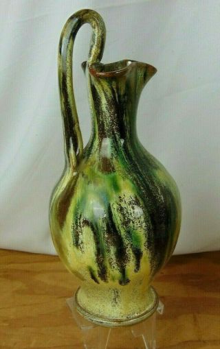 Vintage Multi Color Drip Glaze Rebecca Pitcher North Carolina C C Cole Pottery