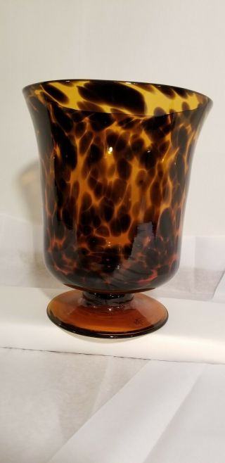 Ralph Lauren (rll) Safari Tortoise Shell Hurricane Design Vase Gorgeous Piece.