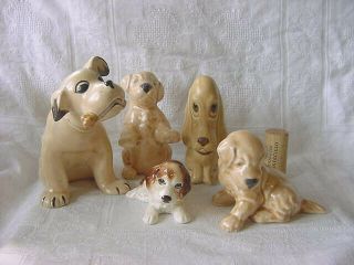 Sylvac England Art Deco Matte 5 Dog S Dismal Desmond Labrador Spaniel Vintage