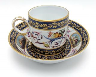 Ancienne Manufacture Royale Limoges Nature Mortes Aux Peches Cup And Saucer