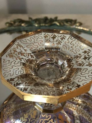 Antique Bohemian Moser Sorbet Goblet Chalice Glass Amethyst Gold Gilt CANDY BOWL 7