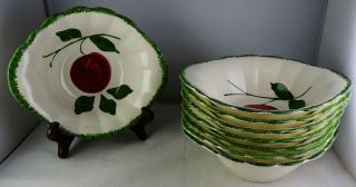 Set Of 8 Blue Ridge Pottery Apple Cereal Or Soup Lug Tab Handled Bowls -