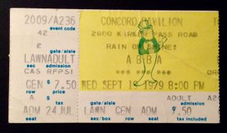 Abba - September 19,  1979 Concert Ticket Concord,  Usa - Very Rare