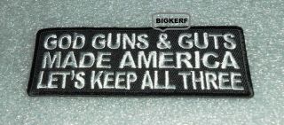 God Gun & Guts Made In America - Clothing Patch - Iron Or Sew On - 4 " X 1 1/2 "