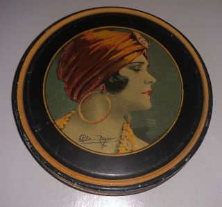 Rare Antique Canco Beautebox Pola Negri Tin Litho Box,  Henry Clive