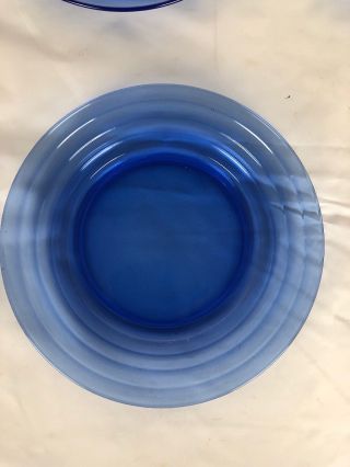 8 Vintage Moderntone Cobalt Blue Glass 9” Dinner Plates Hazel Atlas 1934 - 1942 4