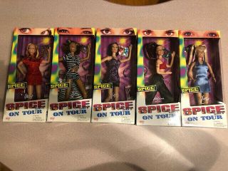 Spice Girls On Tour Complete Set Of 5 Dolls Nrfb Rare 1998 Vintage