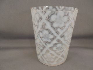 Antique Eapg Beaumont Glass French Opalescent Daisy In Criss Cross Flat Tumbler