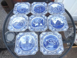Crown Ducal Colonial Times 8 Square Salad Luncheon Plates