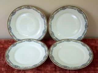 4 Theodore Haviland Luncheon Plate Rumania Limoges Schleiger 864? Scroll Rose