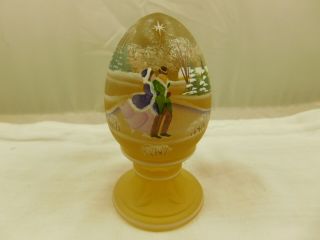 Vintage Fenton Glass Amber Hand Painted Christmas Egg Ltd Ed Signed Number
