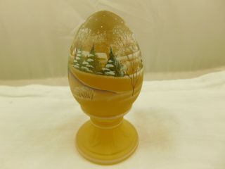 Vintage Fenton Glass Amber Hand Painted Christmas Egg Ltd Ed Signed Number 2