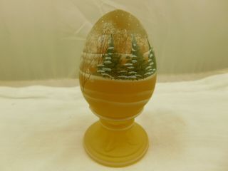 Vintage Fenton Glass Amber Hand Painted Christmas Egg Ltd Ed Signed Number 3