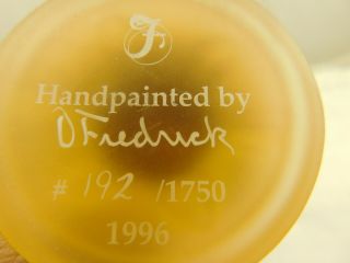 Vintage Fenton Glass Amber Hand Painted Christmas Egg Ltd Ed Signed Number 5