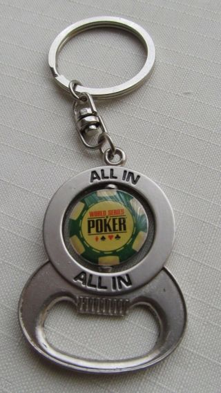 Awesome Silver Tone " All In " World Series Of Poker Bottle Opener Keyring 4