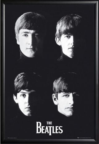 The Beatles Band Faces 24x36 Music Poster In Matte Black Finish Frame
