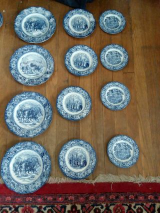 4 Liberty Blue 8 3/4 " Luncheon Plates 4 7 " Salad And 4 5 3/4 " Desert Plates