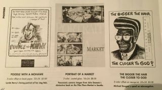 Lynda Barry 2 Real Comet Press Catalogs 1984,  1990 Hillenbrand,  Poodle W/ Mohawk