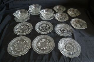 Hazel Atlas Usa Royal Lace 16pc Crystal 4 Plates,  3 Soups,  4 Bowls,  5 Saucers
