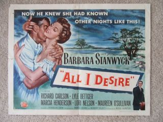 All I Desire 1953 Hlf Sht Movie Poster Fld Barbara Stanwyck Vg
