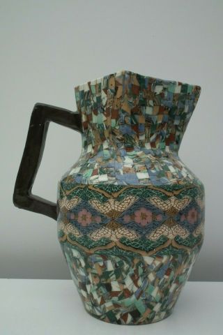 Gerbino Vallauris Mosaic Ceramic Pitcher / Jug 21cm - 8.  26 Inches