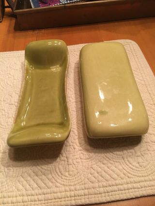 Rare Russel Wright American Modern Covered Butter Dish Chartreuse Mcm Vintage