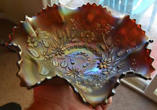 Antique Northwood Good Luck Amethyst Carnival Glass Bowl,  Exc.  Cond. 3