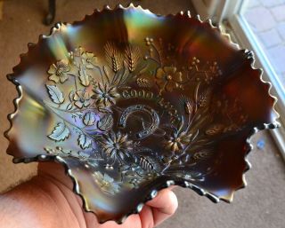 Antique Northwood Good Luck Amethyst Carnival Glass Bowl,  Exc.  Cond. 4
