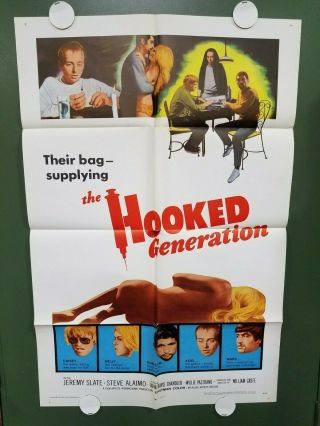 1968 The Hooked Generation One Sheet Poster 27 " X41 " Jeremy Slate Drug Crime