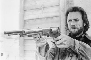 Clint Eastwood The Outlaw Josey Wales 24x36 Poster Pointing Two Guns Pistols