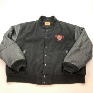 Hard Rock Cafe " Chicago " Wool Leather Varsity Letterman Jacket Vintage Xxl
