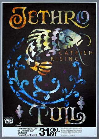 Jethro Tull - Rare Stuttgart 1991 Catfish Rising Concert Poster