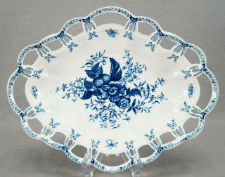 Booths Worcester Peony Pattern Blue & White Reticulated Dish Circa 1905 - 1920