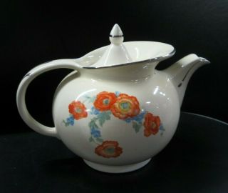 Vintage Hall Orange Poppy Windshield Teapot W/lid