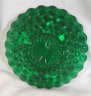 7 Anchor Hocking Forest Green Bubble Dinner Plates 9 7/8 Inches Depression Glass 3