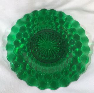 7 Anchor Hocking Forest Green Bubble Dinner Plates 9 7/8 Inches Depression Glass 4