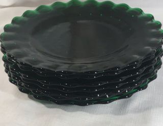 7 Anchor Hocking Forest Green Bubble Dinner Plates 9 7/8 Inches Depression Glass 6