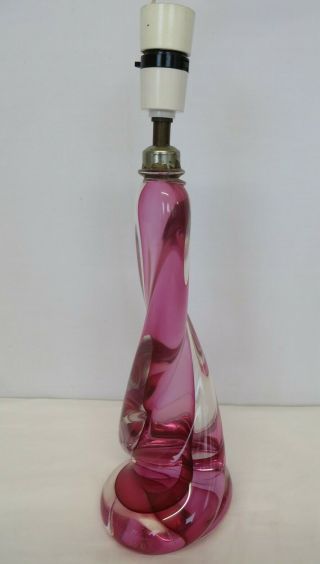 Mid 20th Century Val St Lambert Cranberry Glass Table Lamp Base.  Fully.