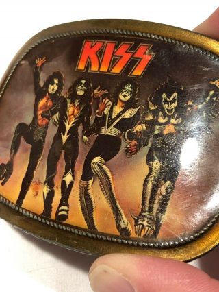 Vintage 1976 KISS DESTROYER Brass Belt Buckle Pacifica Los Angeles KISS ARMY 7