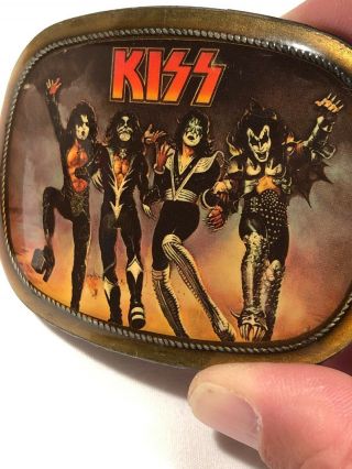 Vintage 1976 KISS DESTROYER Brass Belt Buckle Pacifica Los Angeles KISS ARMY 8