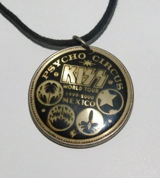 Kiss Band Psycho Circus Tour Makeup Icons Mexico Concert Etched Coin Necklace