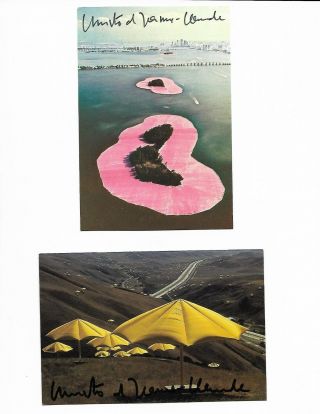 CHRISTO & JEAN CLAUDE ARTISTS SIGNED 4X6 ' S POSTCARD 2 FOR 1 PRICE WITH/COA/RARE/ 2