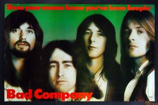 Bad Company Poster 1974 Self Titled Debut Album Promotion Vintage