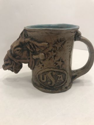 Vintage Rumph 1971 Democrat Party Tankard Mug Donkey Elephant 5”