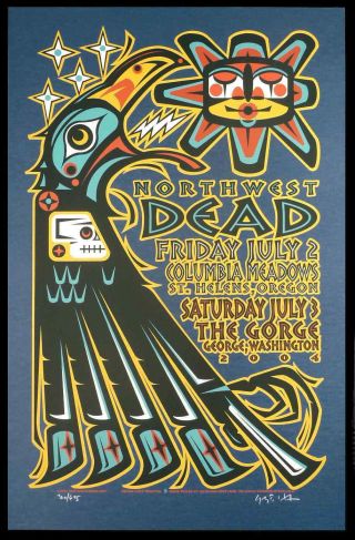 The Dead 2004 Northwest Tour Poster The Gorge Signed Silkscreen Ga