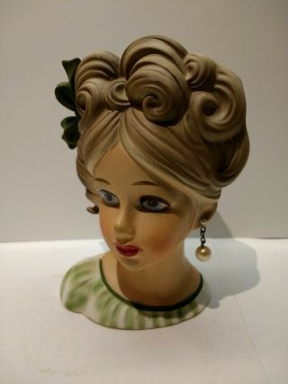 Vintage Inarco Lady Head Vase E3662 5.  75 "