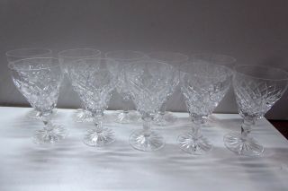 Vintage Set Of 10 Quality Cut Crystal Stem Wine Glasses - Estate